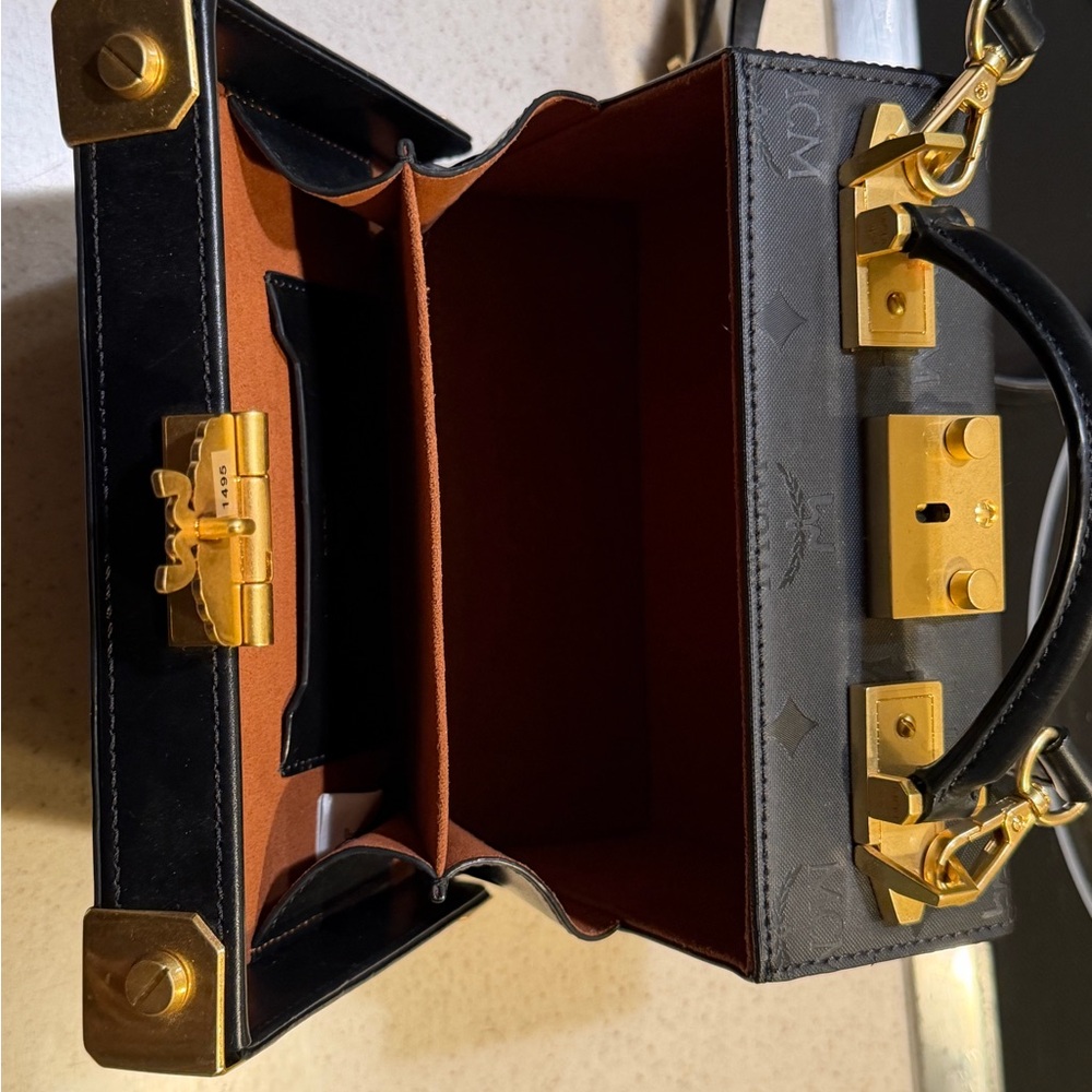 MCM Black Logo Trunk Crossbody with Gold Hardware - Picture 2 of 10